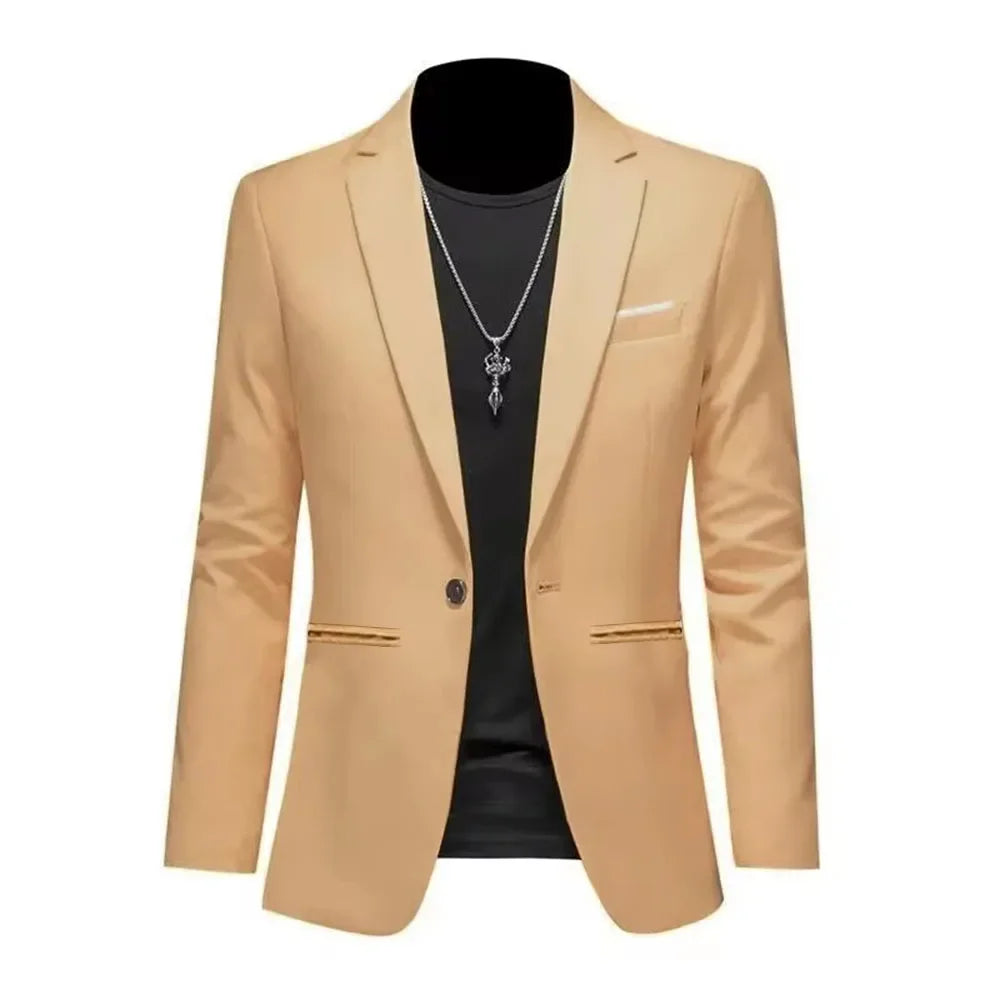 Men's Trendy Leisure Formal Jacket Slim Fit Non-Ironing Single Button