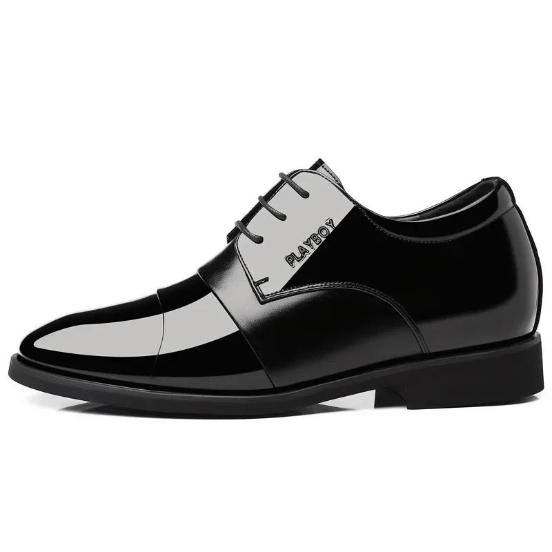 Business Formal Casual Shoes British Trendy Groom's True Leather Increased Inner Heel Korean Style Wedding Shoes Men's Summer So