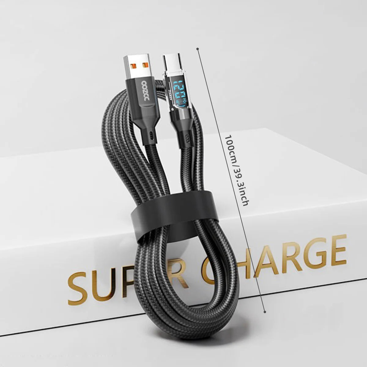 OOZCC LCD Watt Display Cable, 120W Super Fast Charging USB Type C Cable Data Transfer, USB A to Lightning for IPhone14 Pro Max