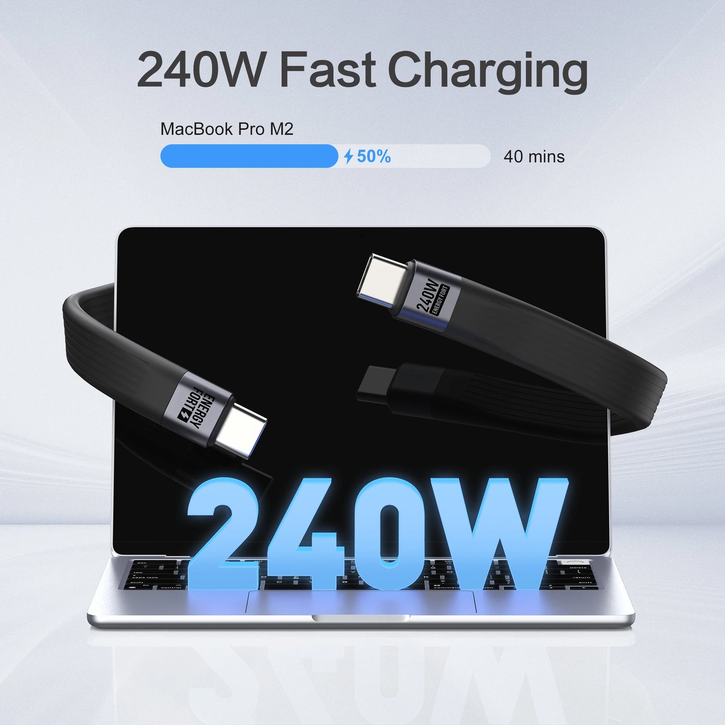 USB 4 Cable Portable Keychain 240W USB C Charging Cable 40Gbps Data Transfer Thunderbolt 4/3 8K@60Hz Video Display for iPhone16
