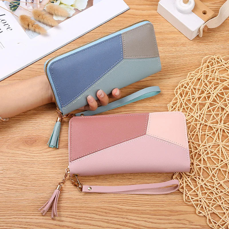 Women’s Fashion Zippered Coin Card Holder PU Leather Long Billfold Wallet