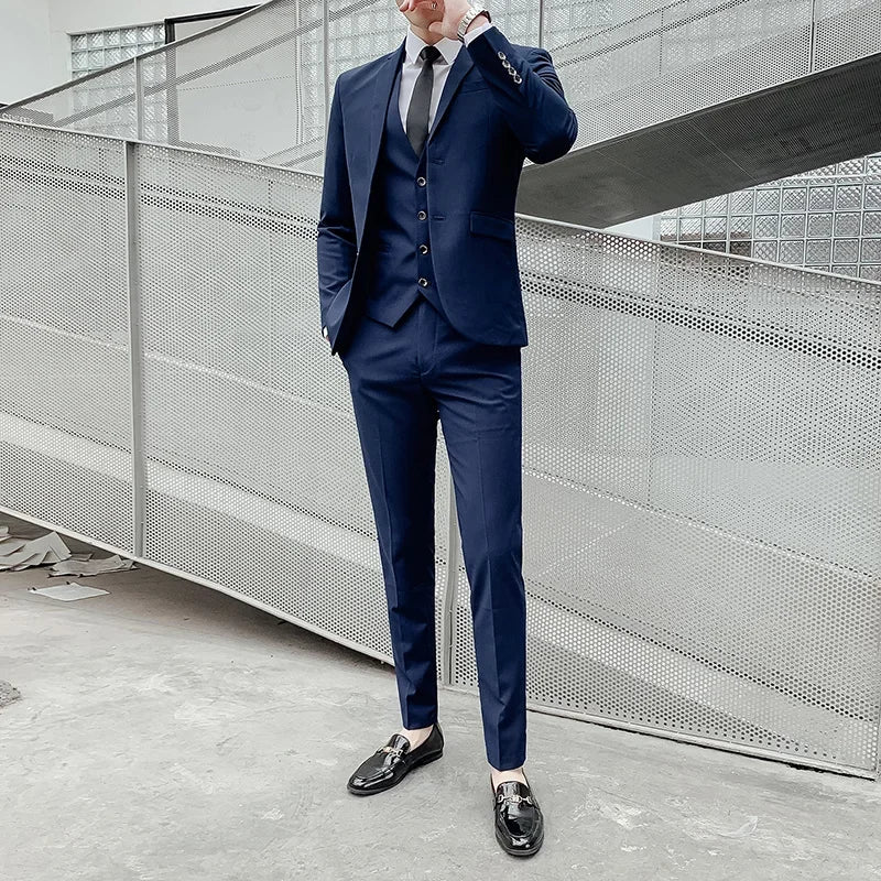 Men's Business Fashion Fair Best Man Suit (Blazer+Vest+Pants)