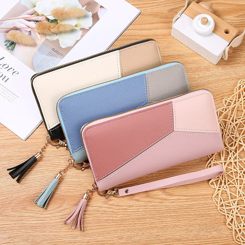 Women’s Fashion Zippered Coin Card Holder PU Leather Long Billfold Wallet
