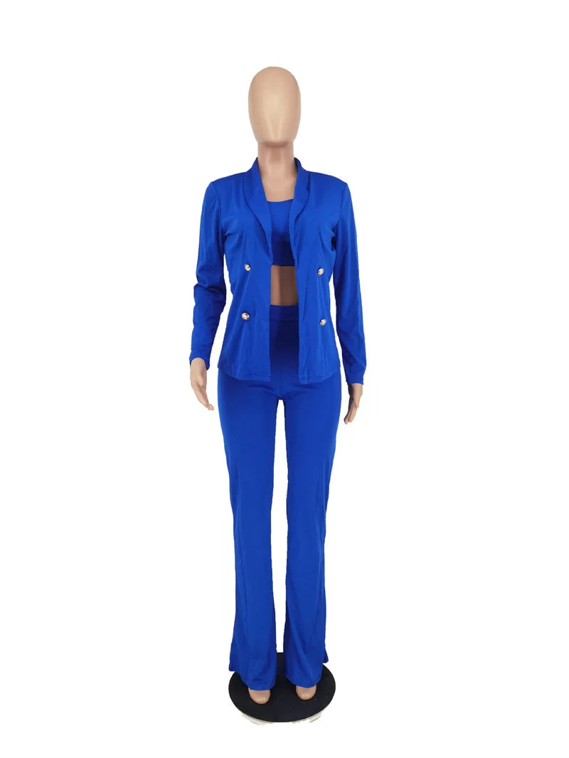 Elegant 3 Piece Women Suit Blazer and Pant Suits Business Work Wear