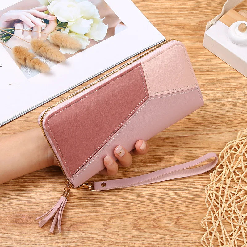 Women’s Fashion Zippered Coin Card Holder PU Leather Long Billfold Wallet