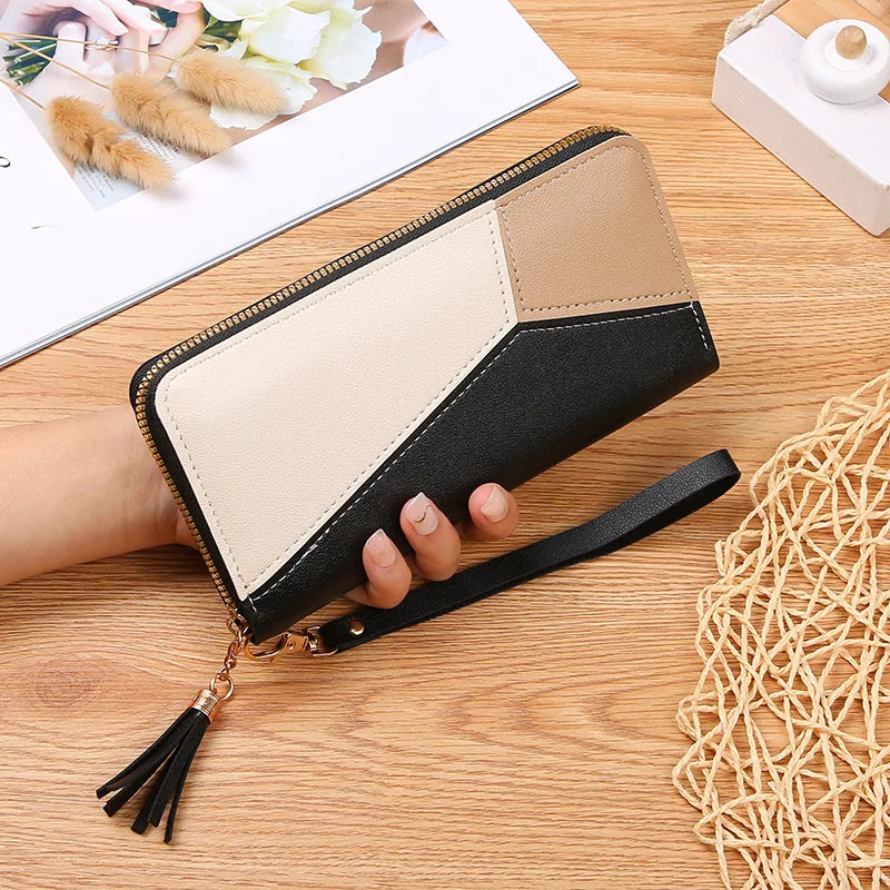Women’s Fashion Zippered Coin Card Holder PU Leather Long Billfold Wallet