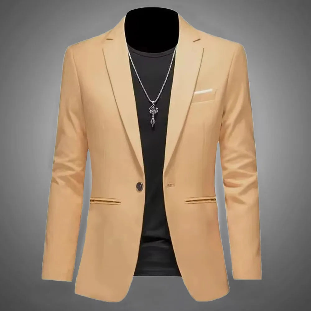 Men's Trendy Leisure Formal Jacket Slim Fit Non-Ironing Single Button