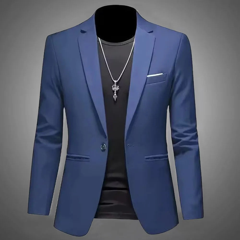 Men's Trendy Leisure Formal Jacket Slim Fit Non-Ironing Single Button