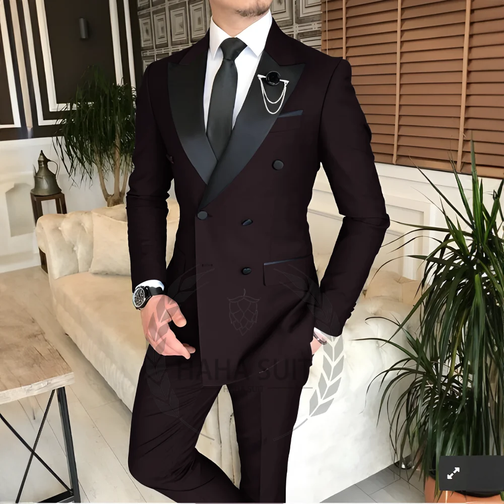 Men's Tailored 2-Piece Fashion Wedding Groom Best Man Dinner Engagement Tuxedo Suit
