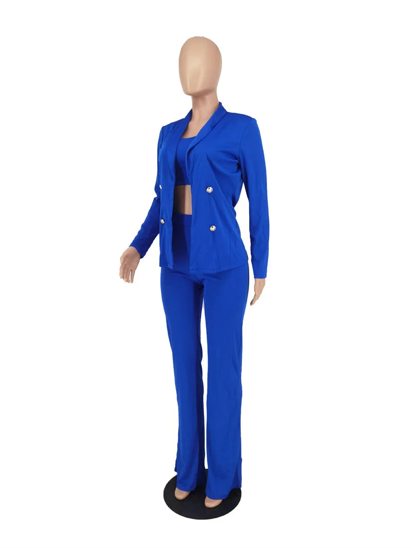Elegant 3 Piece Women Suit Blazer and Pant Suits Business Work Wear