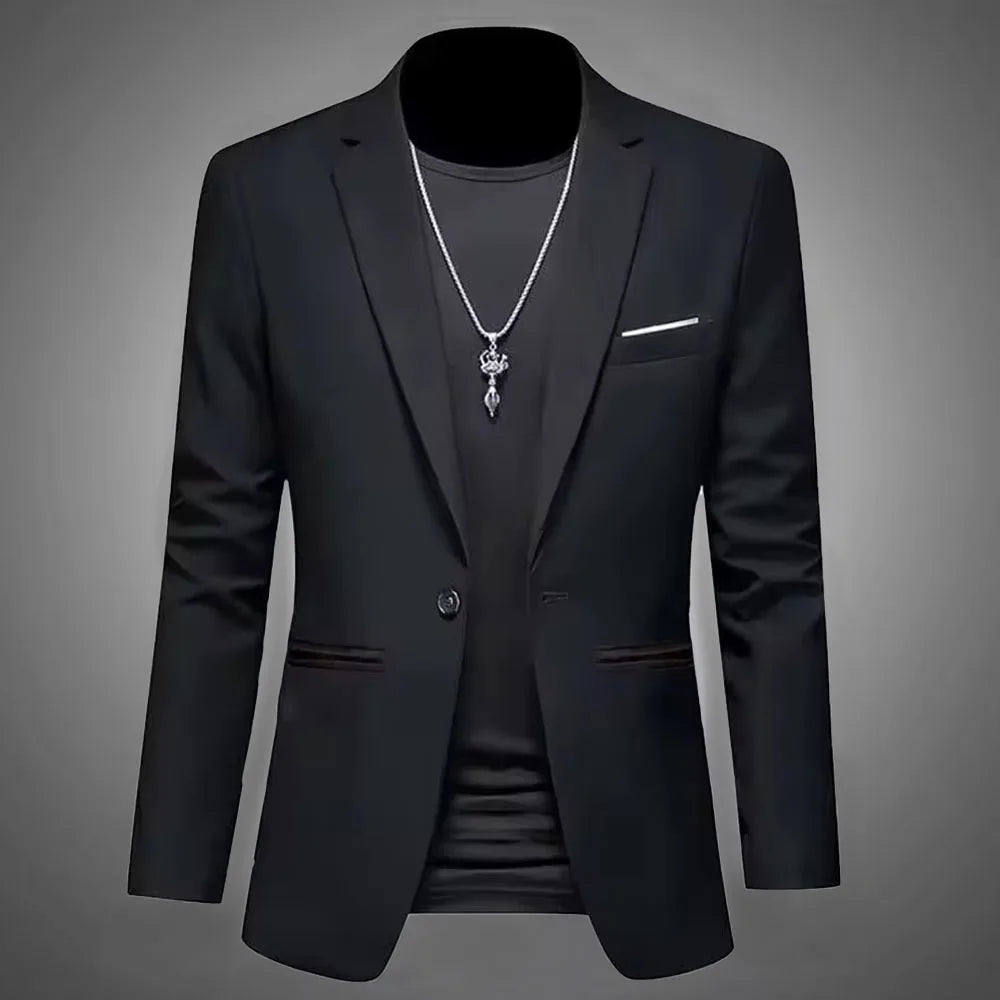 Men's Trendy Leisure Formal Jacket Slim Fit Non-Ironing Single Button