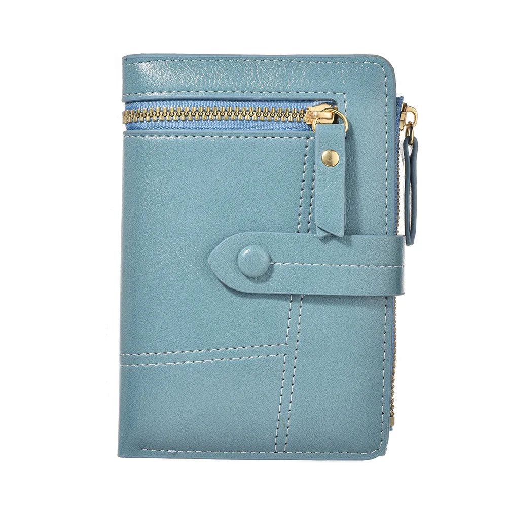 High Quality PU Leather Short Folding Vertical Double Zipper Fashion Women's Wallet