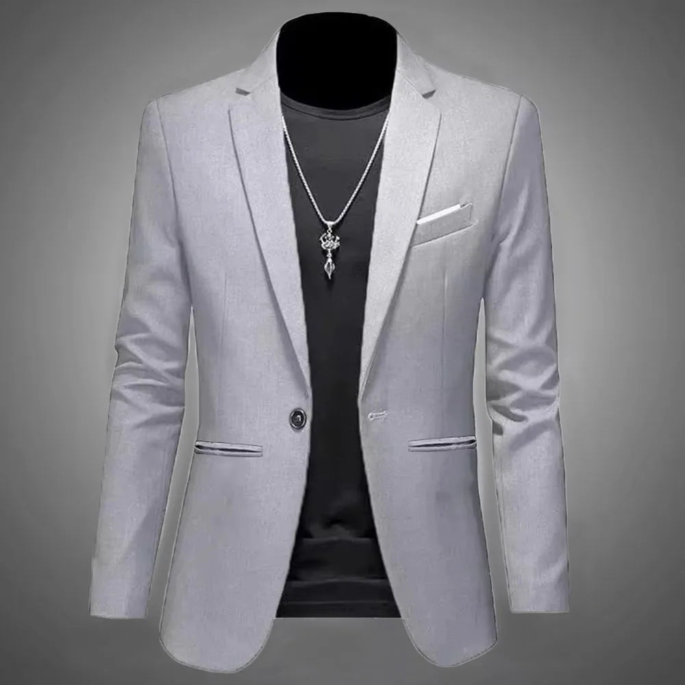 Men's Trendy Leisure Formal Jacket Slim Fit Non-Ironing Single Button
