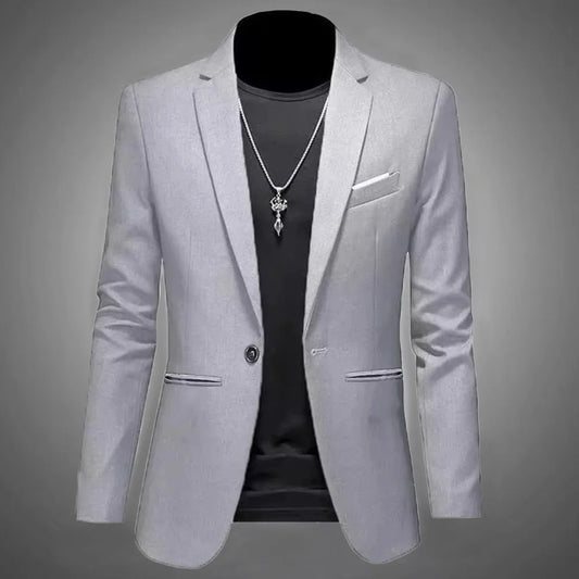 Men's Trendy Leisure Formal Jacket Slim Fit Non-Ironing Single Button