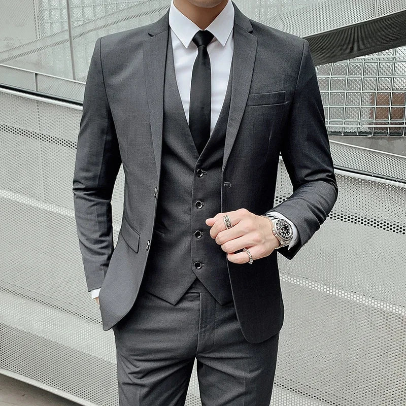 Men's Business Fashion Fair Best Man Suit (Blazer+Vest+Pants)
