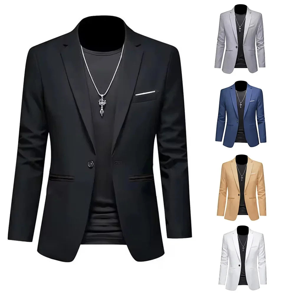 Men's Trendy Leisure Formal Jacket Slim Fit Non-Ironing Single Button