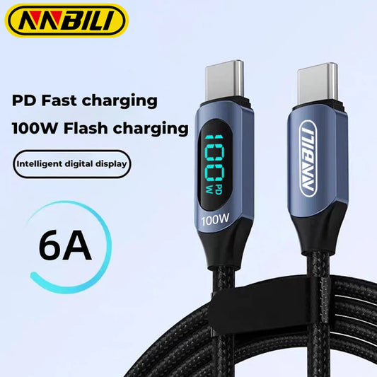 NNBILI Type C to Type C Cable 100W PD Fast Charging Charger USB C to USB C Display Cable For POCO f3 Realme Macbook iPad