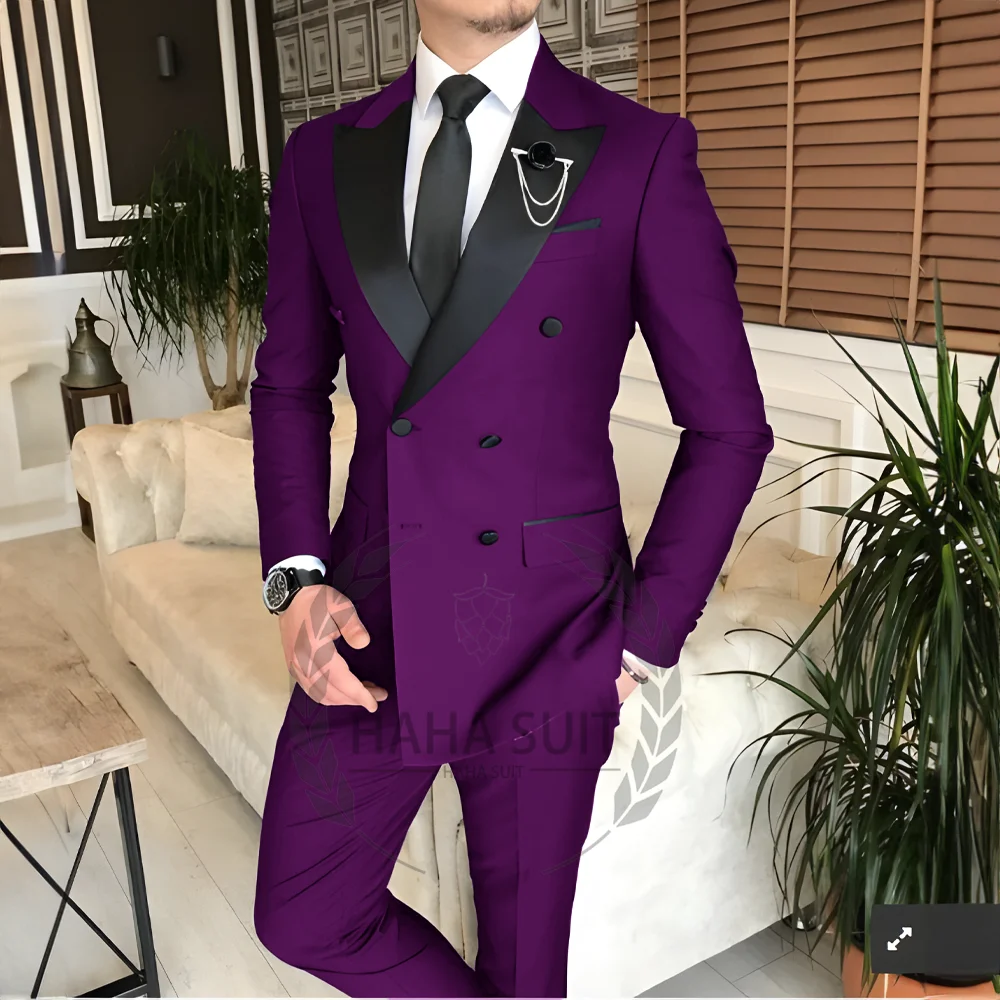 Men's Tailored 2-Piece Fashion Wedding Groom Best Man Dinner Engagement Tuxedo Suit