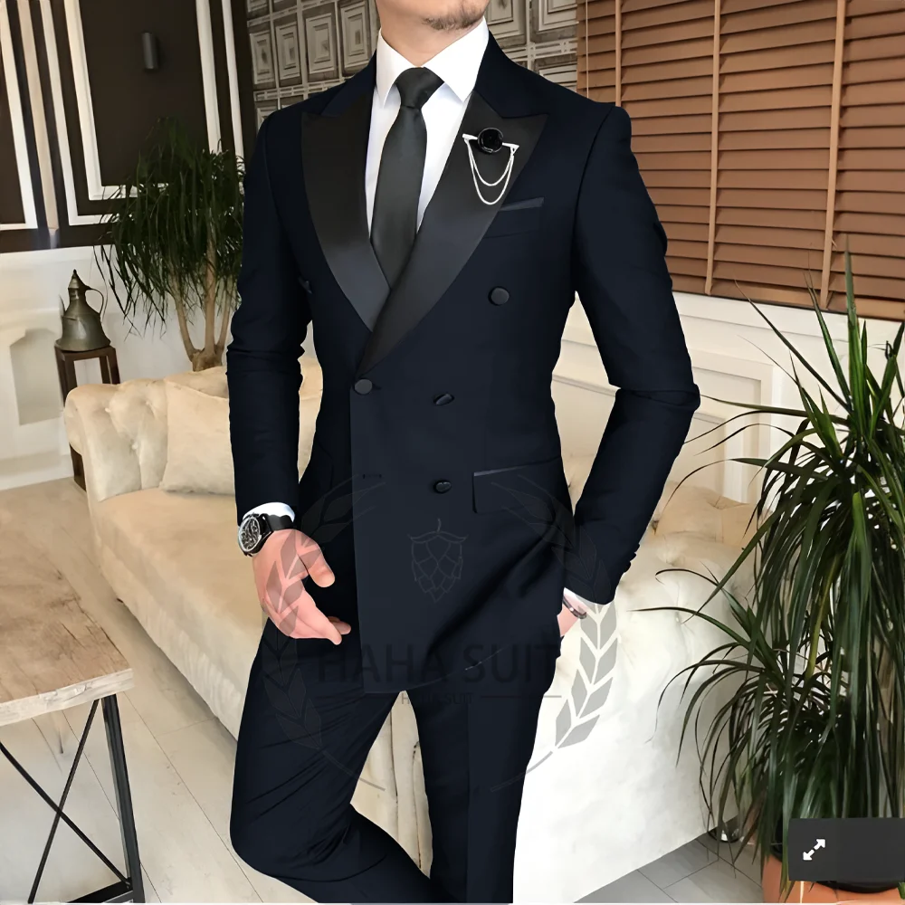 Men's Tailored 2-Piece Fashion Wedding Groom Best Man Dinner Engagement Tuxedo Suit