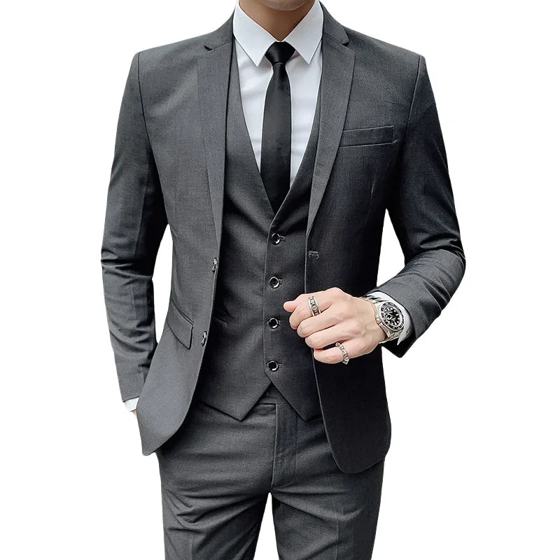 Men's Business Fashion Fair Best Man Suit (Blazer+Vest+Pants)