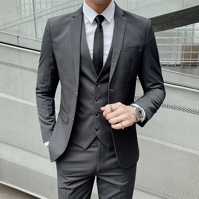Men's Business Fashion Fair Best Man Suit (Blazer+Vest+Pants)