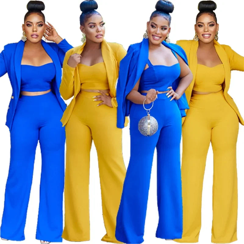Elegant 3 Piece Women Suit Blazer and Pant Suits Business Work Wear