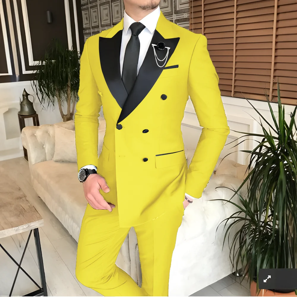 Men's Tailored 2-Piece Fashion Wedding Groom Best Man Dinner Engagement Tuxedo Suit