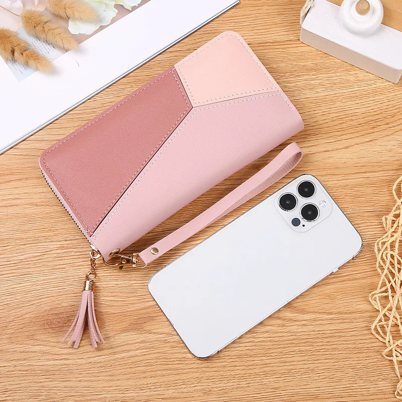 Women’s Fashion Zippered Coin Card Holder PU Leather Long Billfold Wallet