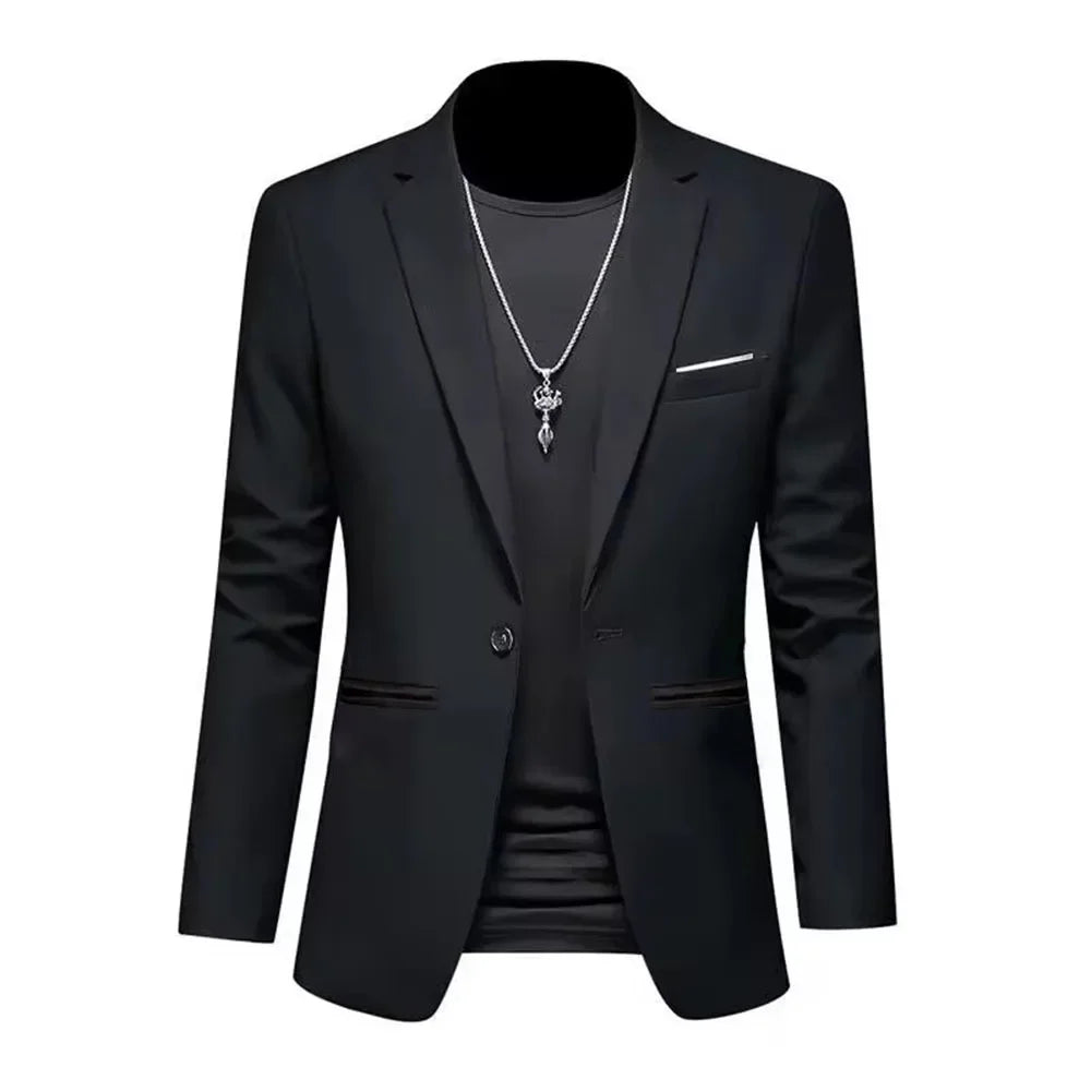 Men's Trendy Leisure Formal Jacket Slim Fit Non-Ironing Single Button
