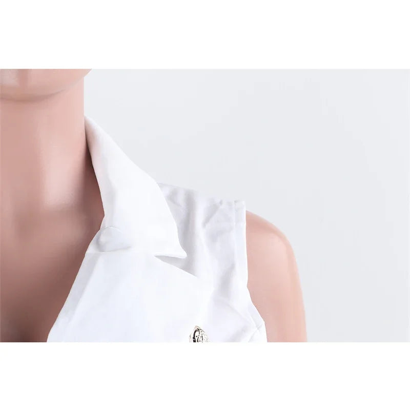 Women's Office Lady Two Piece Elegant Sleeveless Blazer And Pencil Pant Suit Set