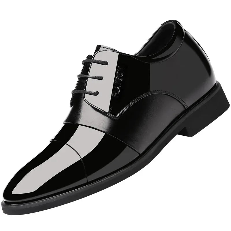 Business Formal Casual Shoes British Trendy Groom's True Leather Increased Inner Heel Korean Style Wedding Shoes Men's Summer So