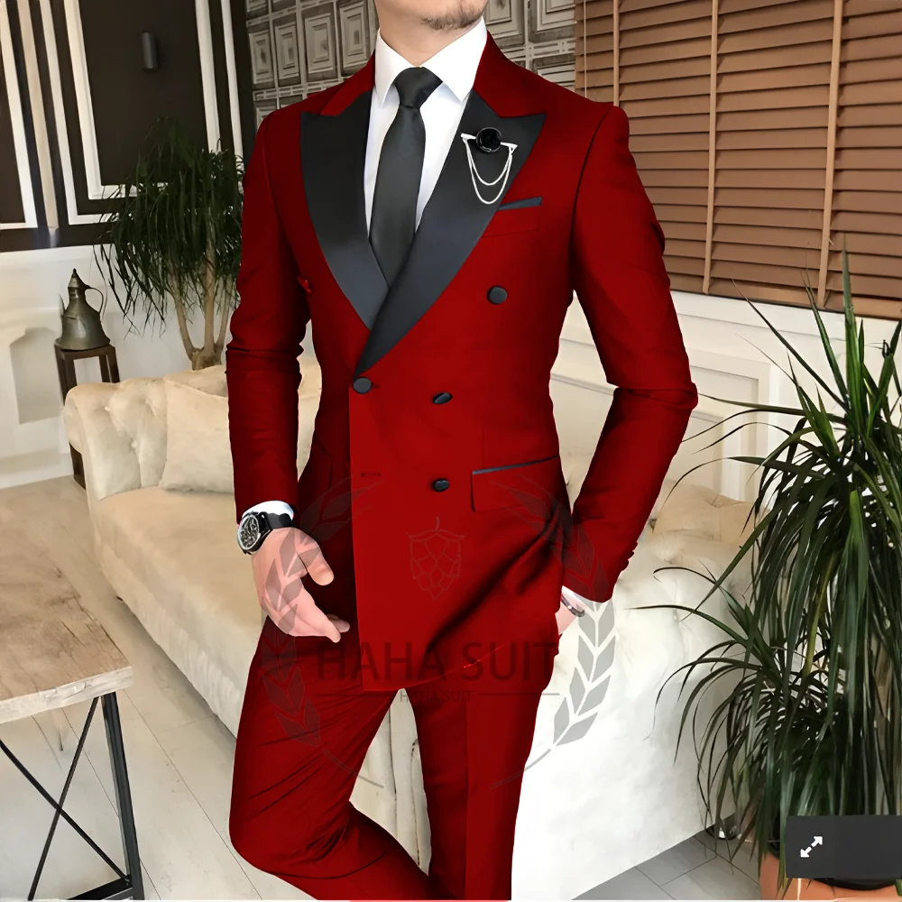 Men's Tailored 2-Piece Fashion Wedding Groom Best Man Dinner Engagement Tuxedo Suit