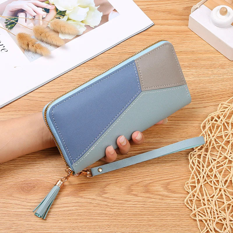 Women’s Fashion Zippered Coin Card Holder PU Leather Long Billfold Wallet