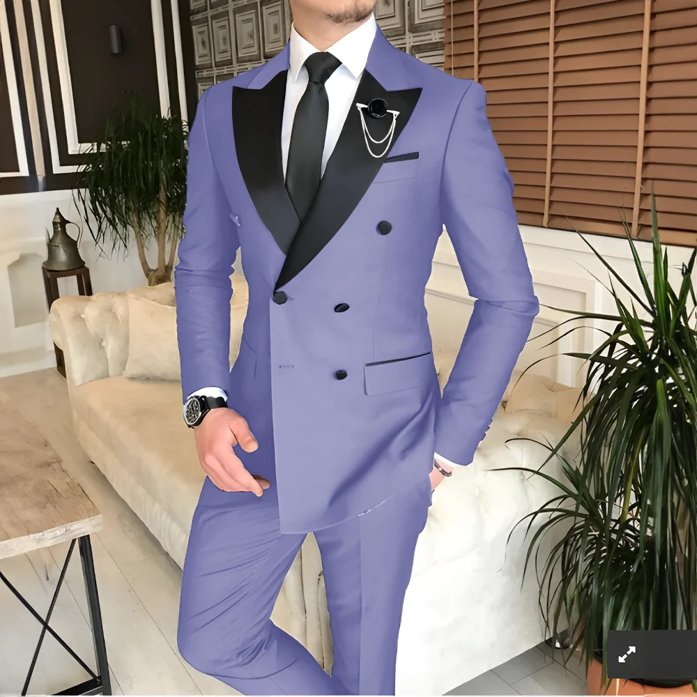 Men's Tailored 2-Piece Fashion Wedding Groom Best Man Dinner Engagement Tuxedo Suit