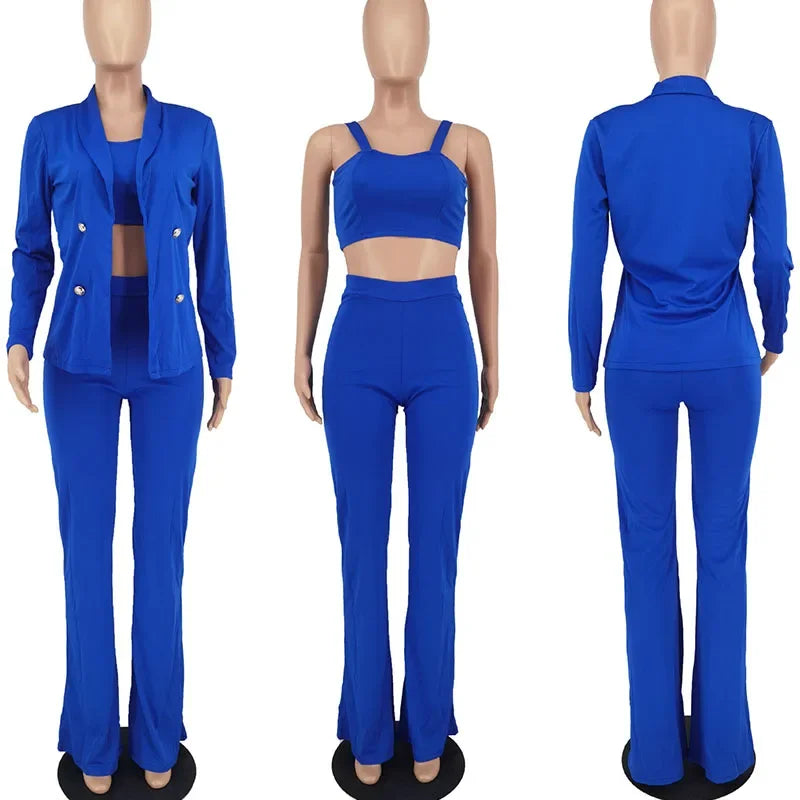 Elegant 3 Piece Women Suit Blazer and Pant Suits Business Work Wear