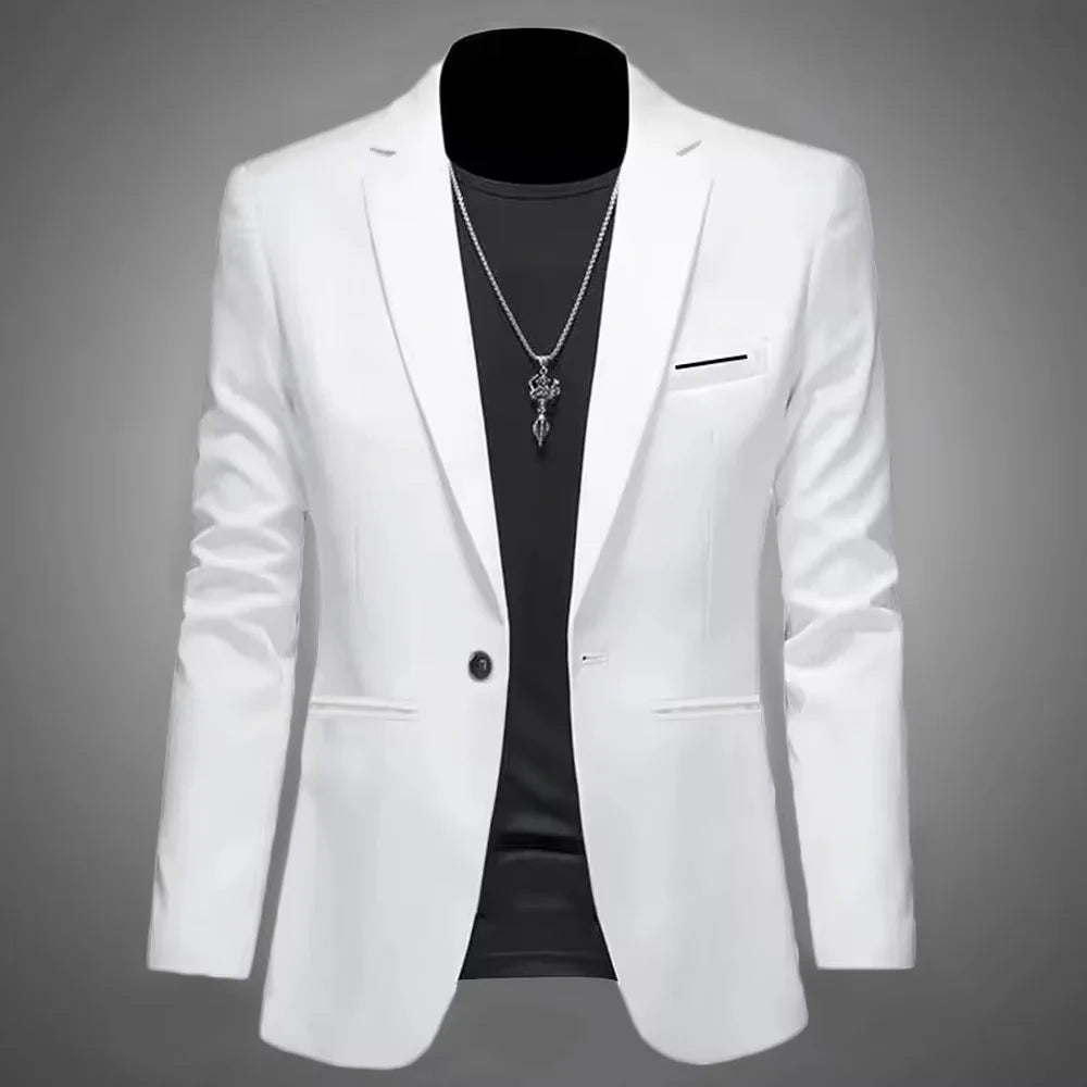 Men's Trendy Leisure Formal Jacket Slim Fit Non-Ironing Single Button