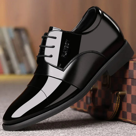 Business Formal Casual Shoes British Trendy Groom's True Leather Increased Inner Heel Korean Style Wedding Shoes Men's Summer So