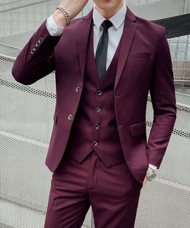 Men's Business Fashion Fair Best Man Suit (Blazer+Vest+Pants)