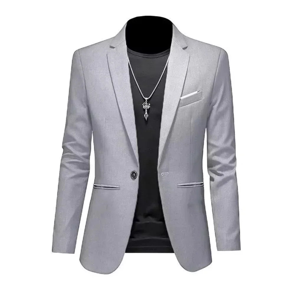 Men's Trendy Leisure Formal Jacket Slim Fit Non-Ironing Single Button