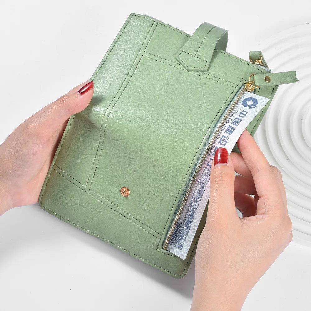High Quality PU Leather Short Folding Vertical Double Zipper Fashion Women's Wallet