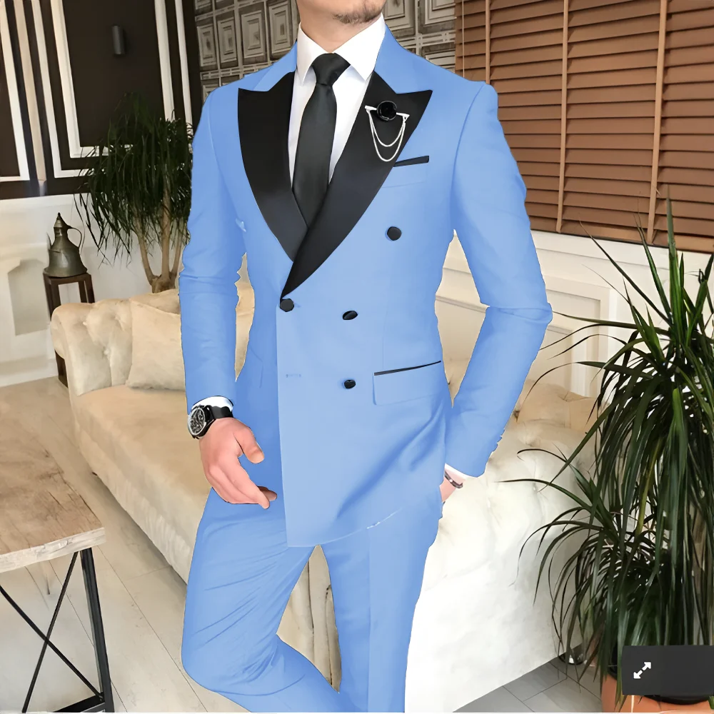 Men's Tailored 2-Piece Fashion Wedding Groom Best Man Dinner Engagement Tuxedo Suit