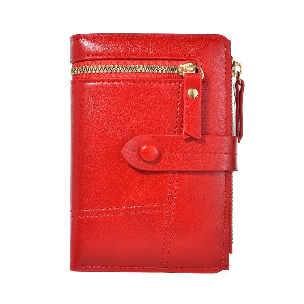 High Quality PU Leather Short Folding Vertical Double Zipper Fashion Women's Wallet