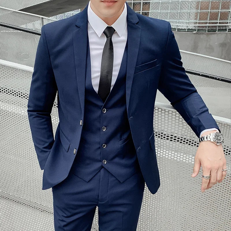 Men's Business Fashion Fair Best Man Suit (Blazer+Vest+Pants)